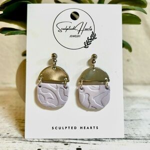 Handmade Sculpted Hearts Polymer Clay Dangle Earrings. New